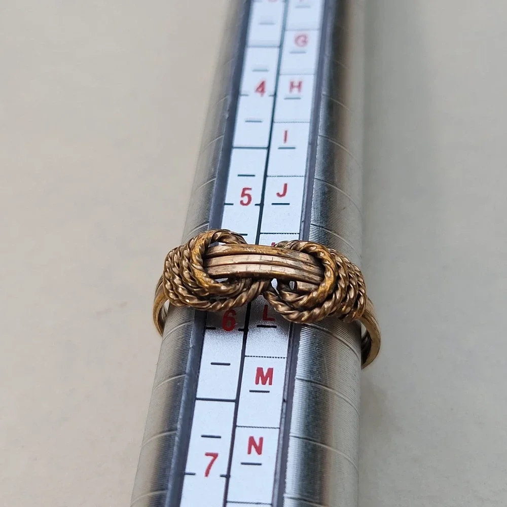 12K Gold Filled Wire Wrapped Knot Ring Size 5.5 Vintage Nautical Boho
